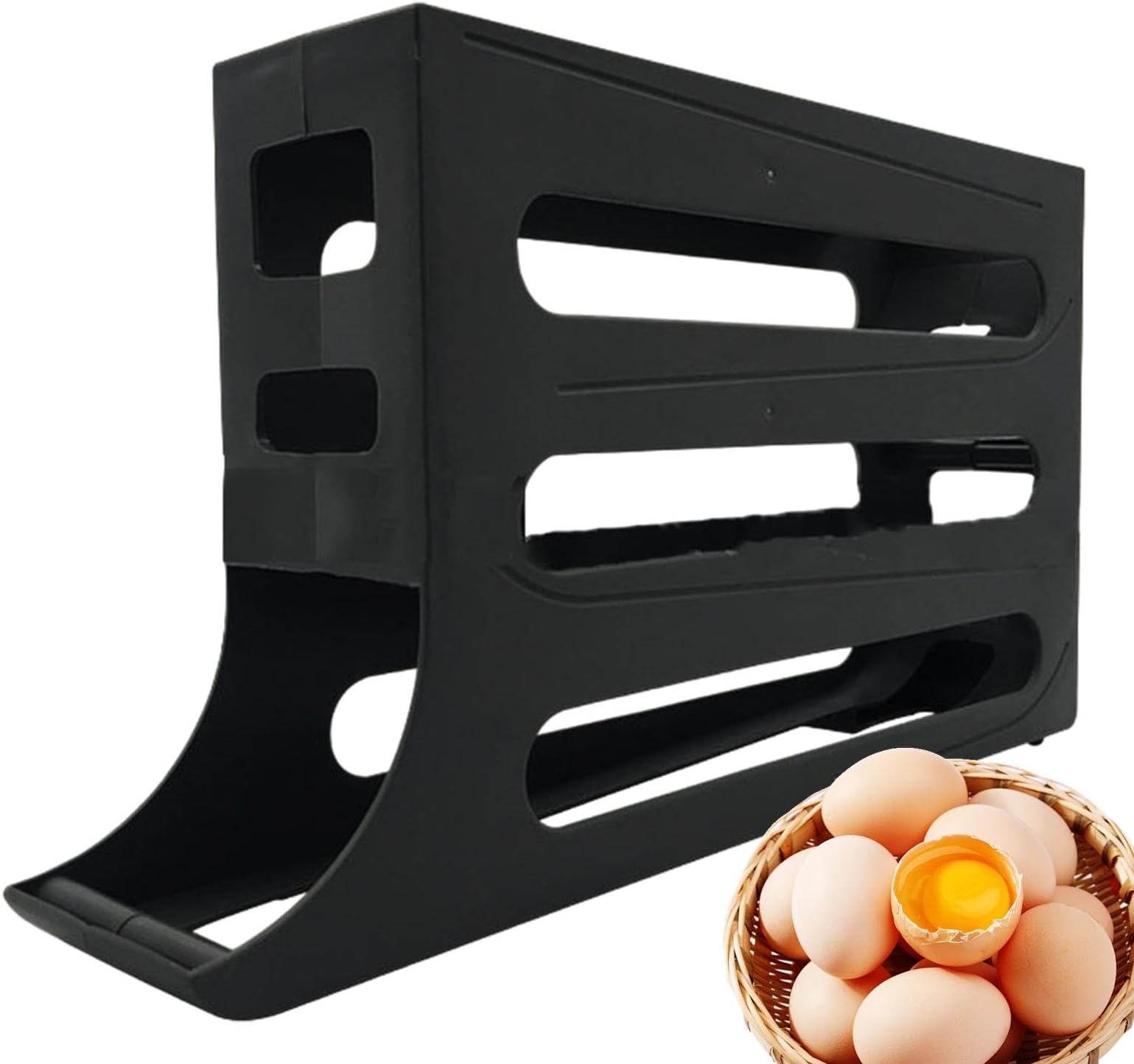 Automatic Rolling Egg Organiser for Refrigerator, Egg Roll Egg Dispenser | Sturdy, Safe Egg Dispenser Holder, Egg Holder with Fall Protection for Kitchen Cabinets