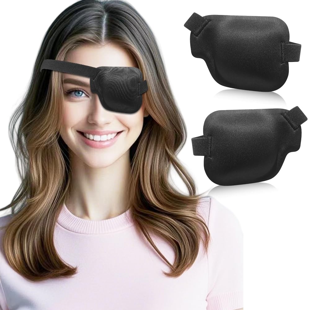 Hanlsee 2pcs Eye Patch,Medical Eye Patches for Adults and Kids, Black (1Left 1Right)