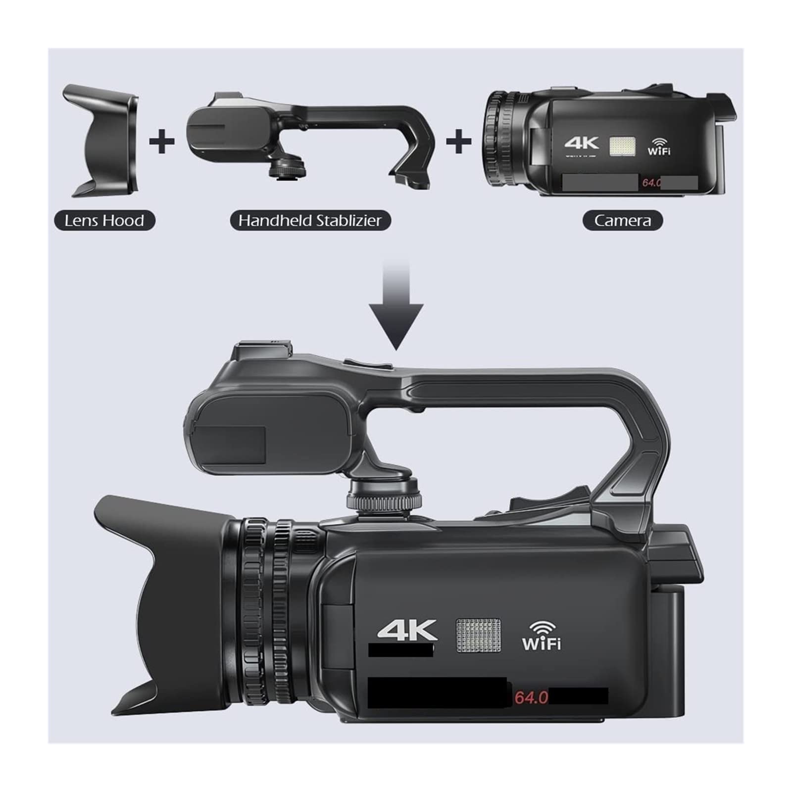 Videocamera Telecamera Videocamera Vintage Full 4K 60FPS for Streaming Live Vlog 18X 64MP AF Registratore Digitale Ruota Schermo(with 32G SD Card,with Microphone)
