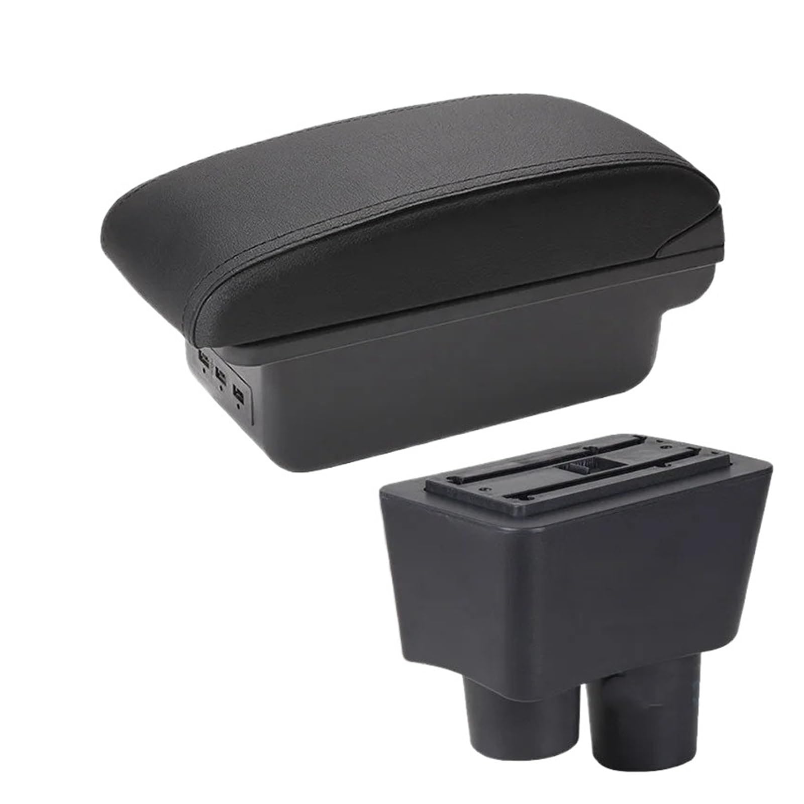 For Nissan For Almera 2011-2020 Car Armrest Box Storage Ashtray Decoration Refit Accessories Car Centre Console Armrest Box(B2 Black line 3USB)