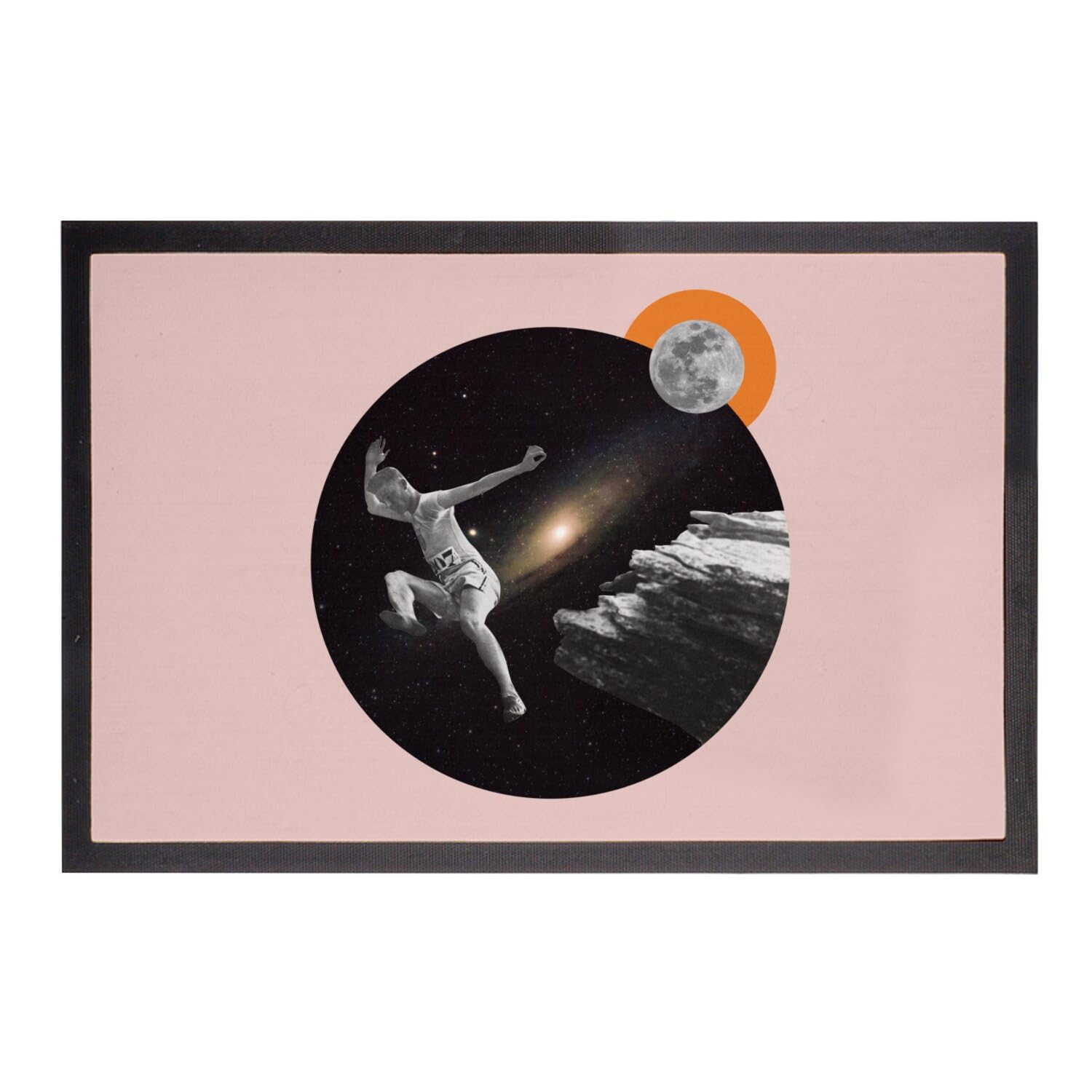 Paillasson Rose Saut Galactique Tapis Entrée Anti-Saleté Lune
