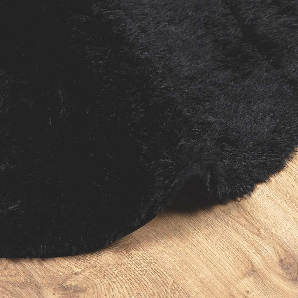 NAVARRA Tapis shaggy à poils longs, noir, 300 x 200 cm, ovale, en polyester, robuste, doux, moelleux, pour salon, chambre à coucher et bureau