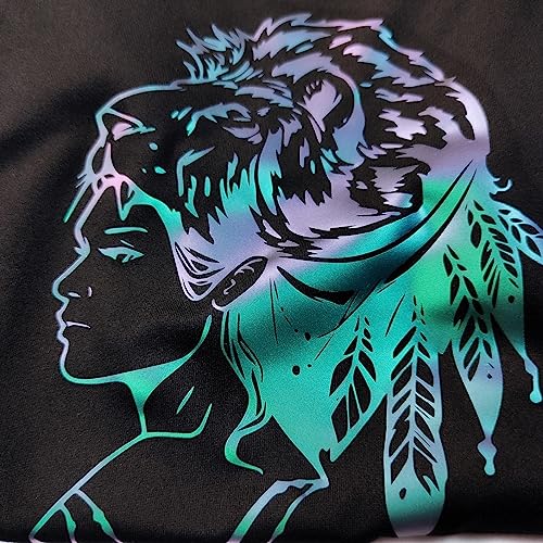 Image of VINYL FROG Chameleon Heat Transfer Vinyl Roll 12 inch x12ft Gradual HTV Vinyl | Purple to Green Gradient Iron on Vinyl for T-Shirts, Heat Press Vinyl for DIY Craft Designs