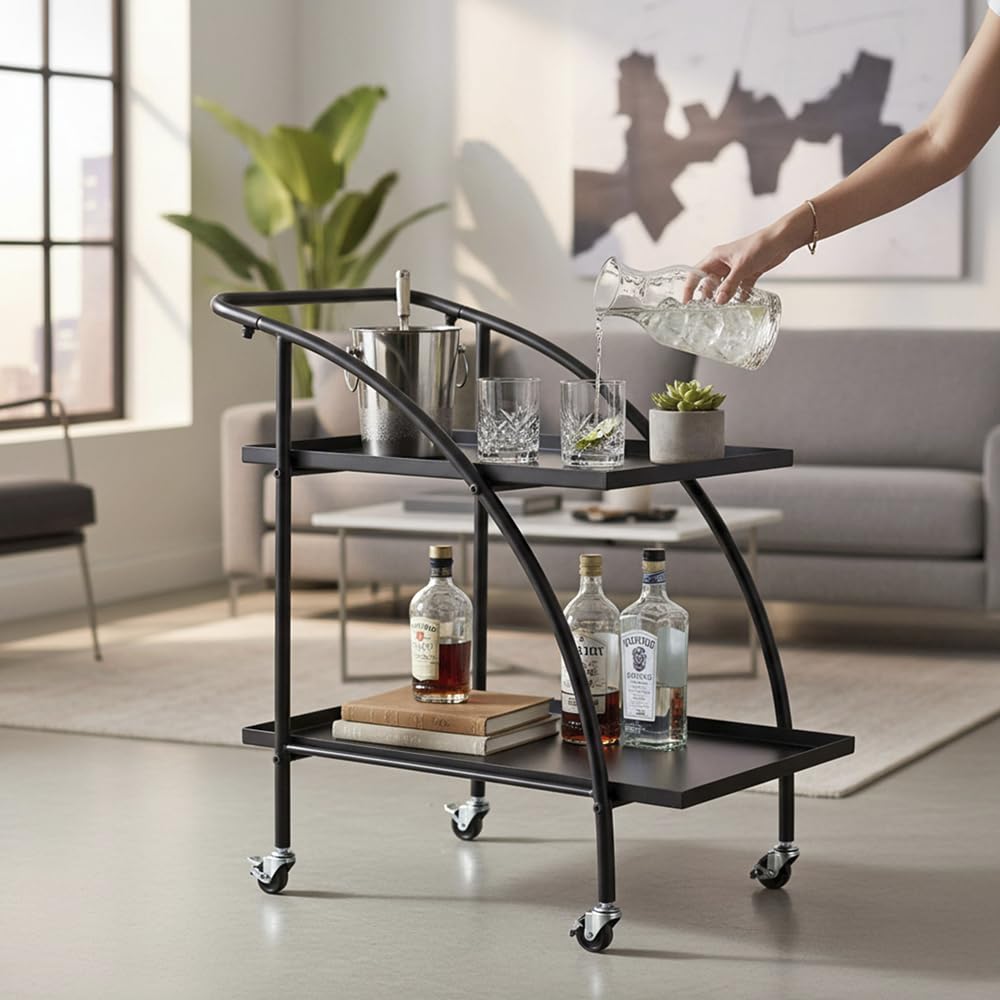 HAKU Carrello di servizio nero, metallo - Dim. L 68 cm x A 71 cm x P 42 cm, Stile Moderno