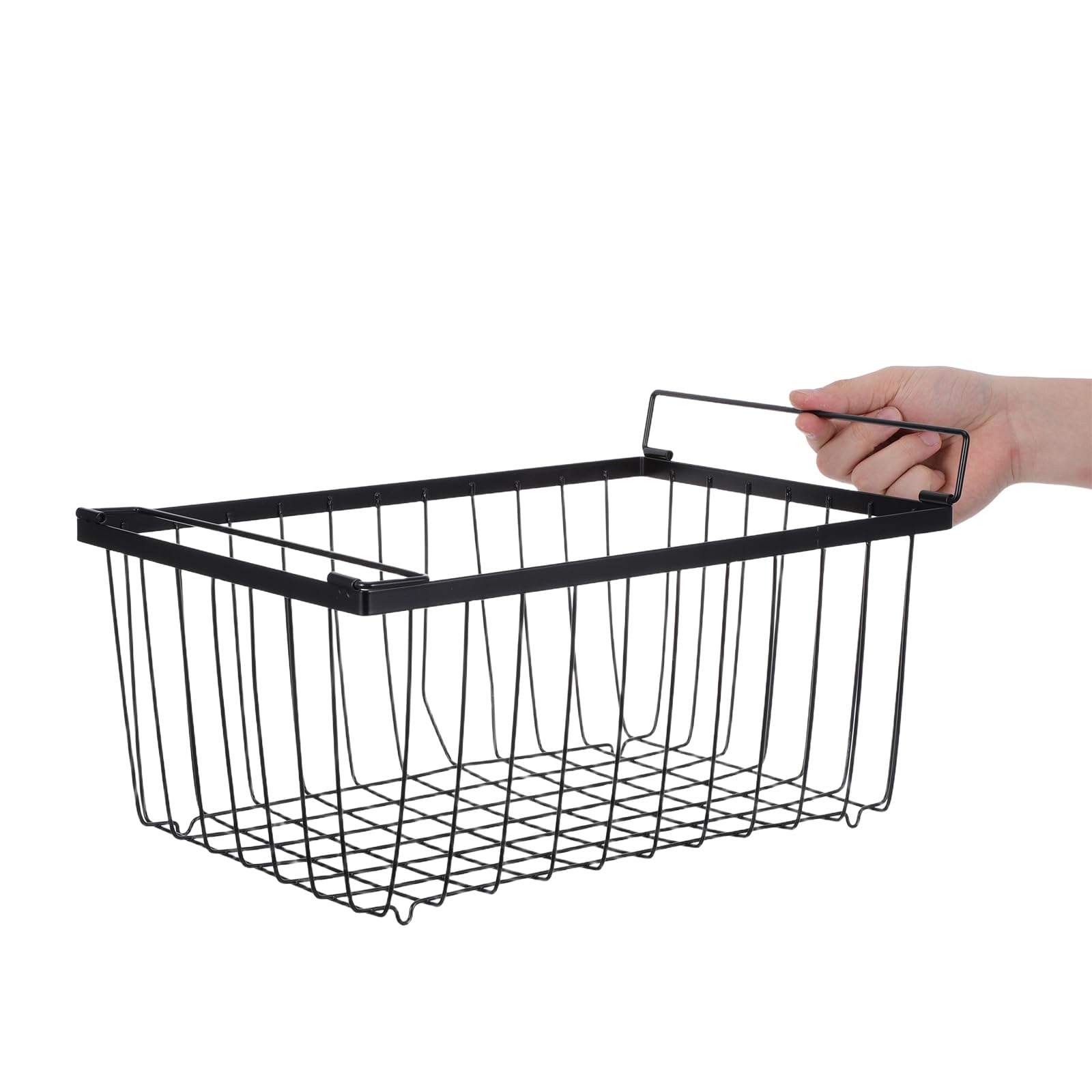 VICASKY Bac de Rangement Suspendu pour Congélateur Coffre en Fil Métallique Noir Grand Format Panier de Congélation Résistant Froid Organisateur de Rangement Cuisine Paniers