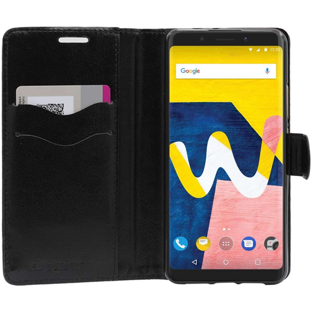 ebestStar - Cover Compatibile con Wiko View Lite Custodia Portafoglio Pelle PU Protezione Libro Flip, Nero + Pellicola Vetro Temperato [Apparecchio: 148.4 x 70.7 x 8.5mm, 5.45