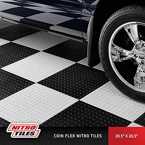 Incstores 4.5Mm Thick Flex Nitro Interlocking Garage Floor Tiles | Flexible Plastic Flooring For A Stronger And Safer Workshop, Shed, Or Trailer | Coin-Top, Dark Gray, 8 Pack #TOP1