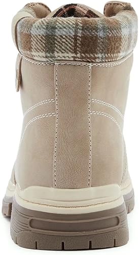 Miniatura 3 de ANJOUFEMME Botas casuales de senderismo de invierno para mujer, botas de nieve para mujer, impermeables, ligeras, con cordones, forradas de piel