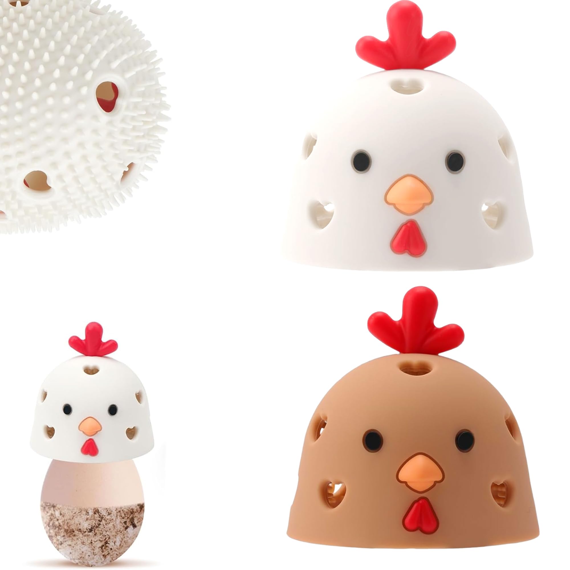 Egg Scrubber for Fresh Eggs, Egg Cleaning Brush, Reusable Cleaning Tools for Fresh Egg Washer, Reusable Egg Cleaner Kit (2 Pack, White, Brown)