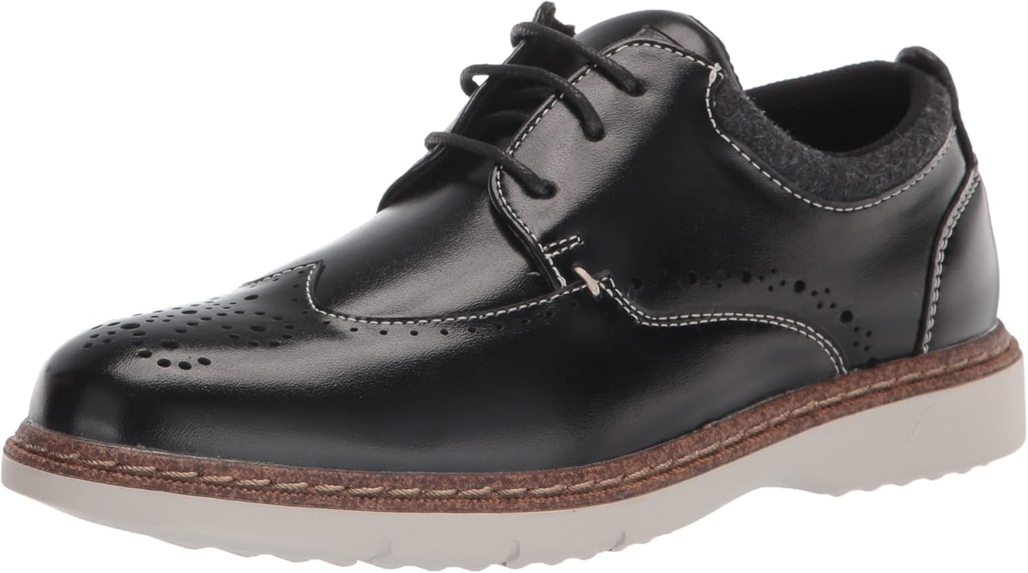 Stacy Adams Boy's Synergy Wingtip Lace Oxford, Black, 6 Big Kid