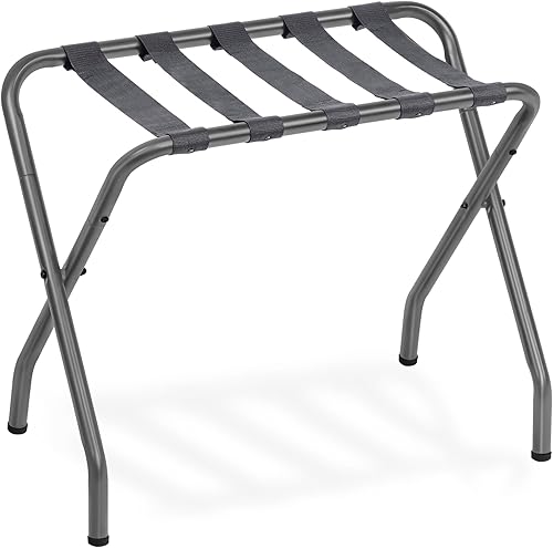 Miniatura 10 de HOOBRO Portaequipajes, paquete de 2, soporte plegable de metal para maleta para habitación de invitados, soporta hasta 100 libras, 27 x 15.3 x 22