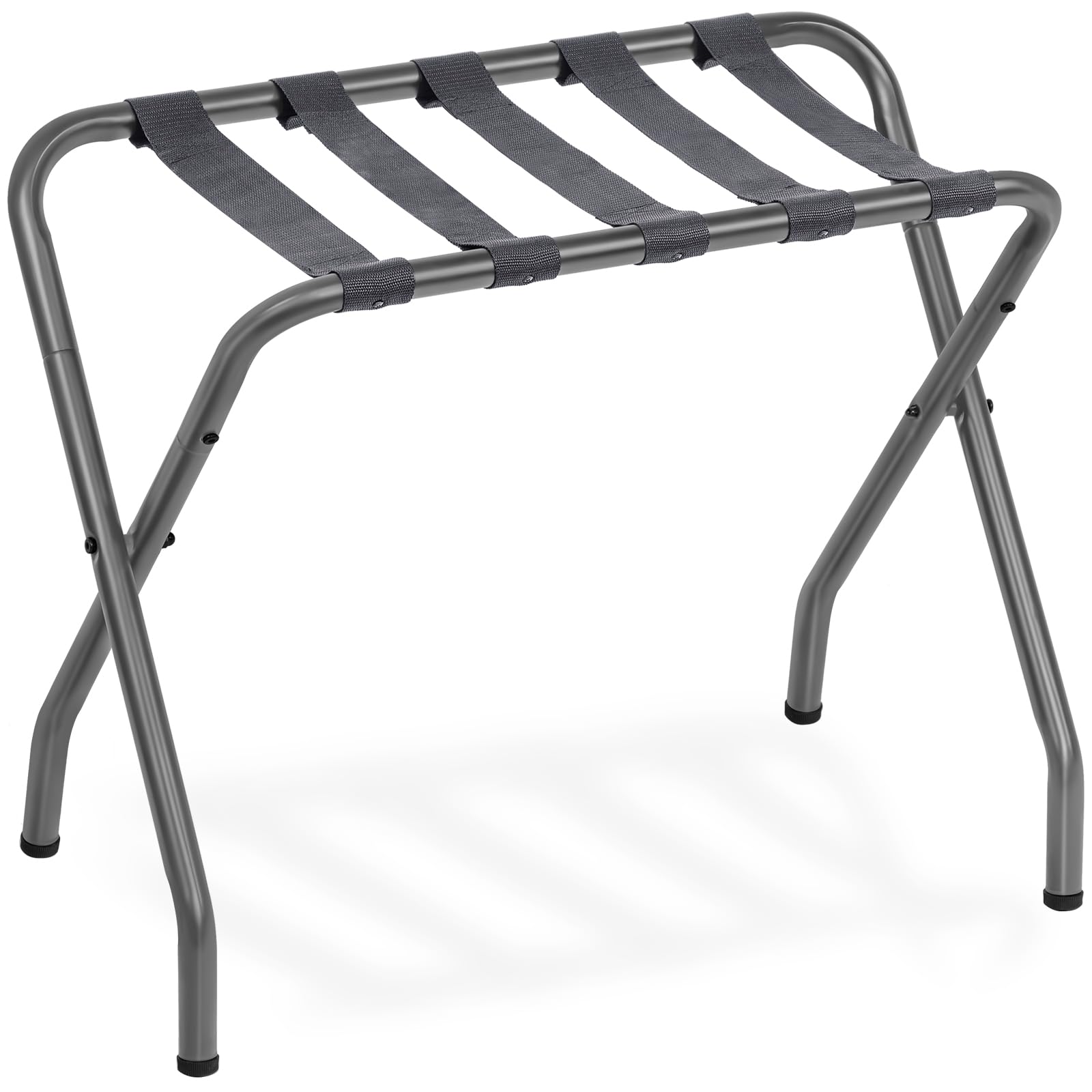 HOOBRO Luggage Rack, Metal Foldable Suitcase Stand for Guest Room, Holds up to 100 lb, 27 x 15.3 x 22 Inches, Steel Frame, Nylon Straps, Hotel, Bedroom, Closet, Gray GY02XL01