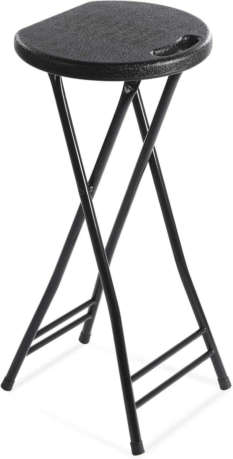 Suzile 1 Pc Tall Folding Chair Portable Plastic Stool Chair Heavy Duty Foldable Bar Stools with Handle for Adults Kitchen Counter Room Home Camping Indoor Outdoor, 300lbs Capacity (27 Inch) 1 27 Inch