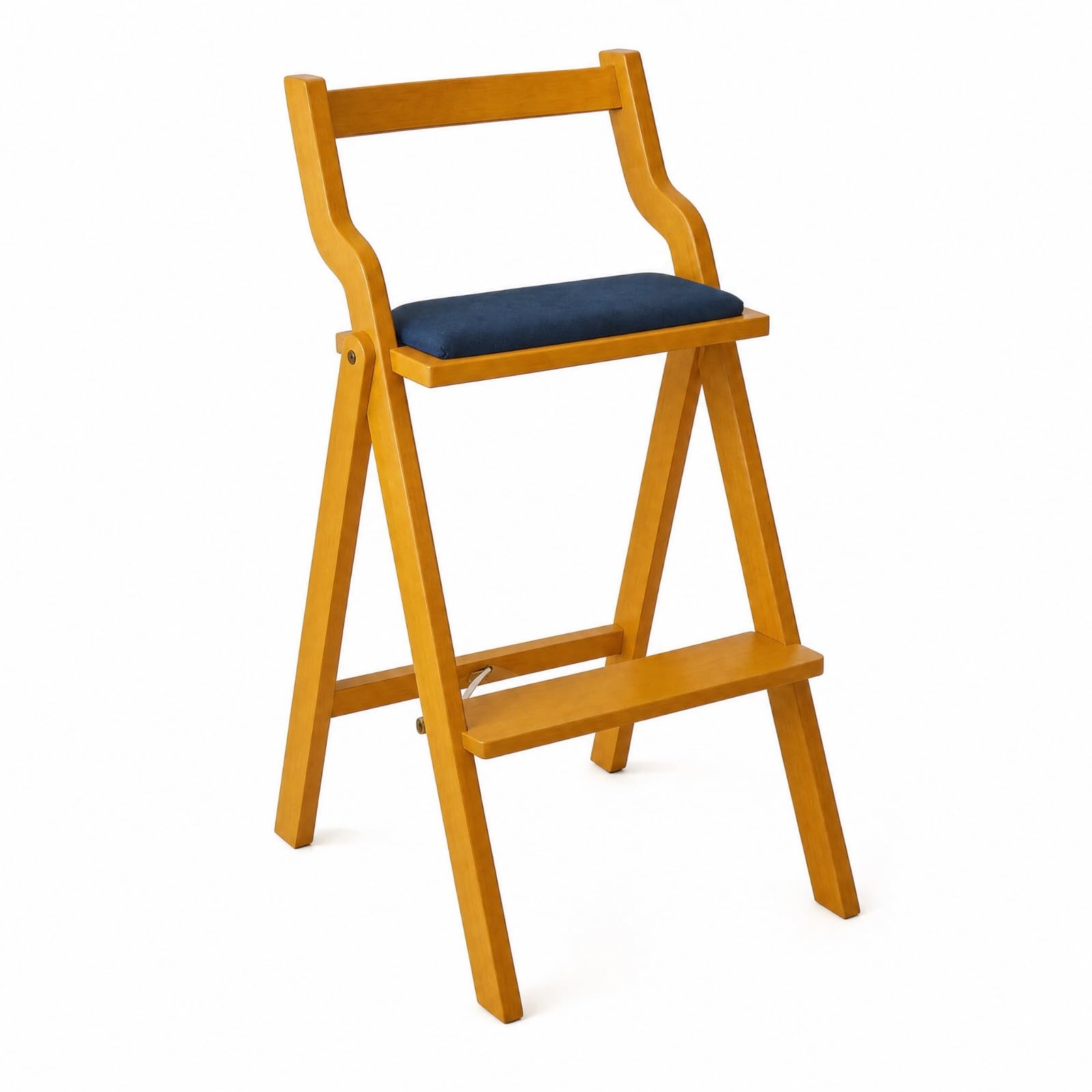 Silla de Barra Plegable Taburete Alto Banco con Respaldo Asiento Acolchado Modal Terciopelo con Reposapiés para Barra Cocina Espacios Reducidos Altura, Miel
