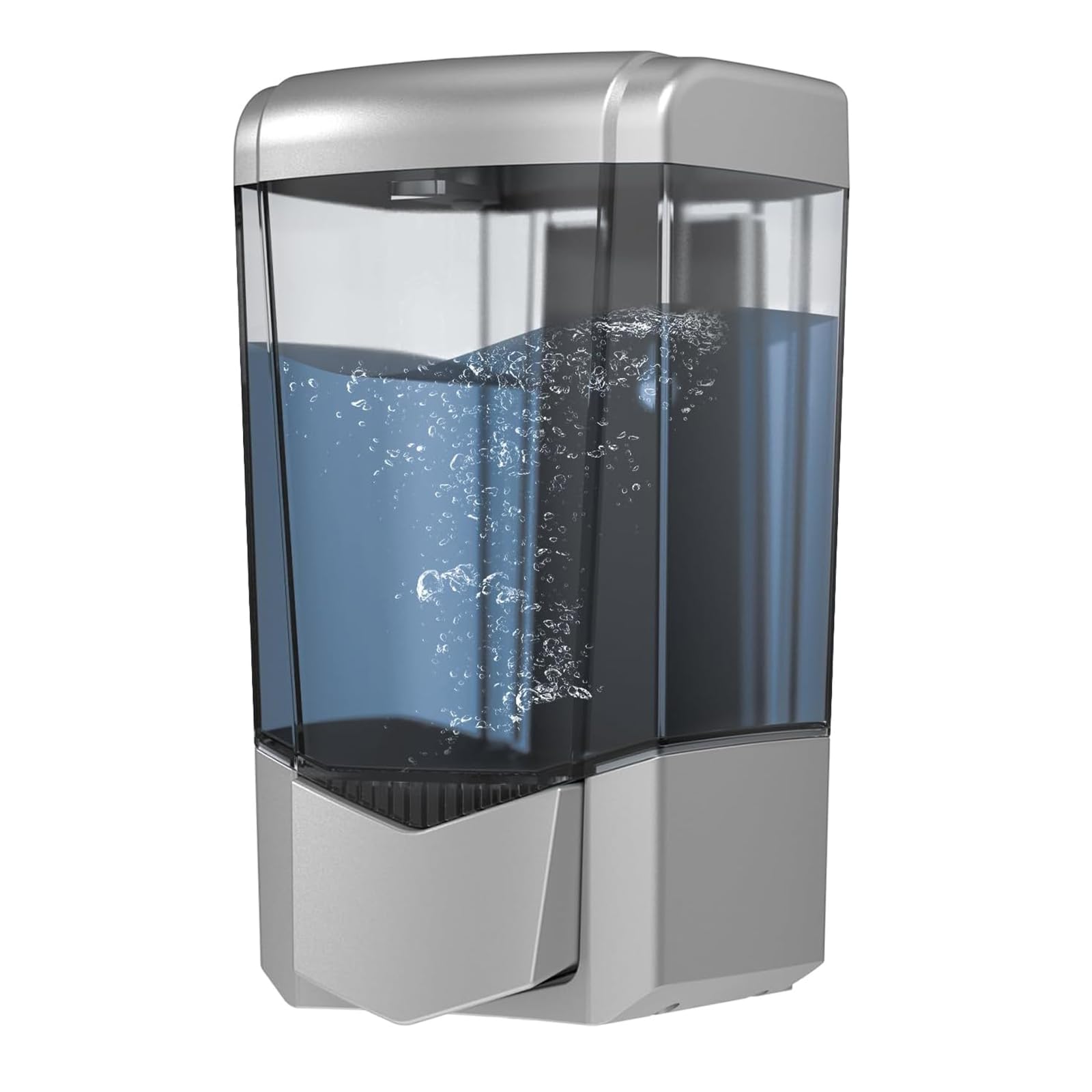 interhasa! Handwash Soap Dispenser for Bathroom Kitchen Home Manual Press, 600ml Liquid Gel Shower Shampoo Sanitizer, Soap Dispensers Hand Wash, Wall Mount ABS Plastic Silver