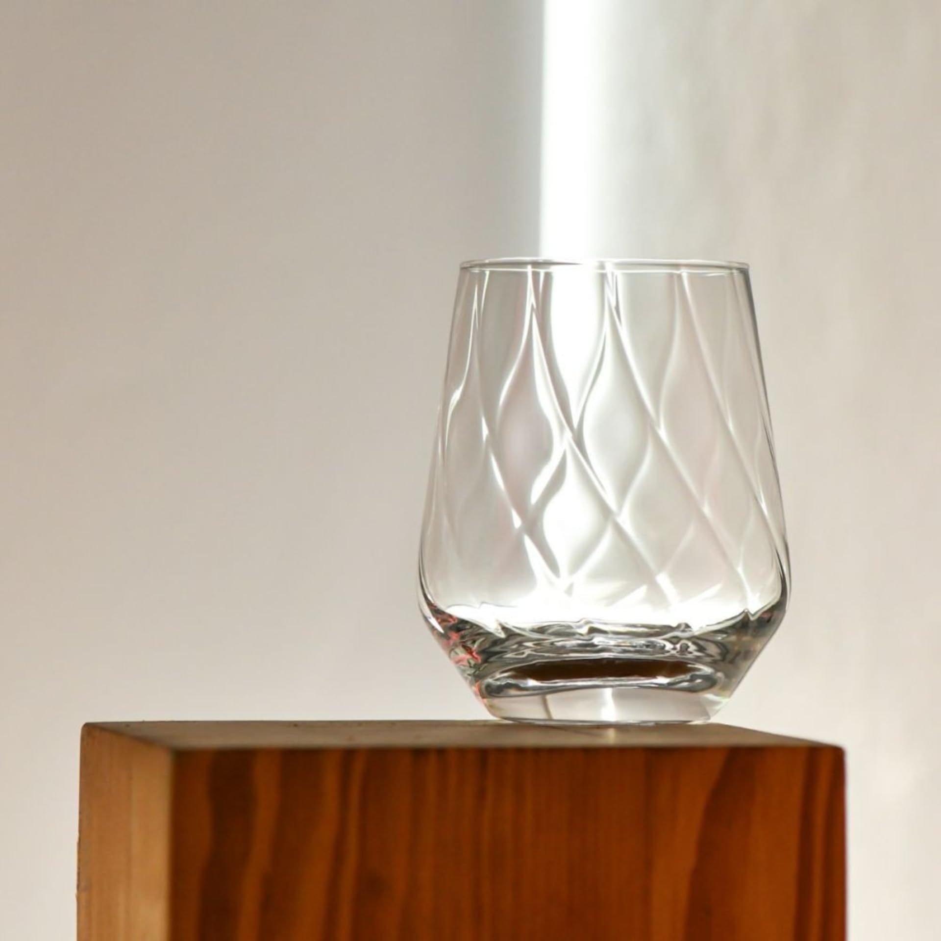 Krosno Splendour LUMI Vasos 430 ml Set de 3, Cristal sin Plomo, Vasos Elegantes para Agua Zumo Cócteles, Diseño Óptico Moderno, Resistentes, Fabricados en Europa