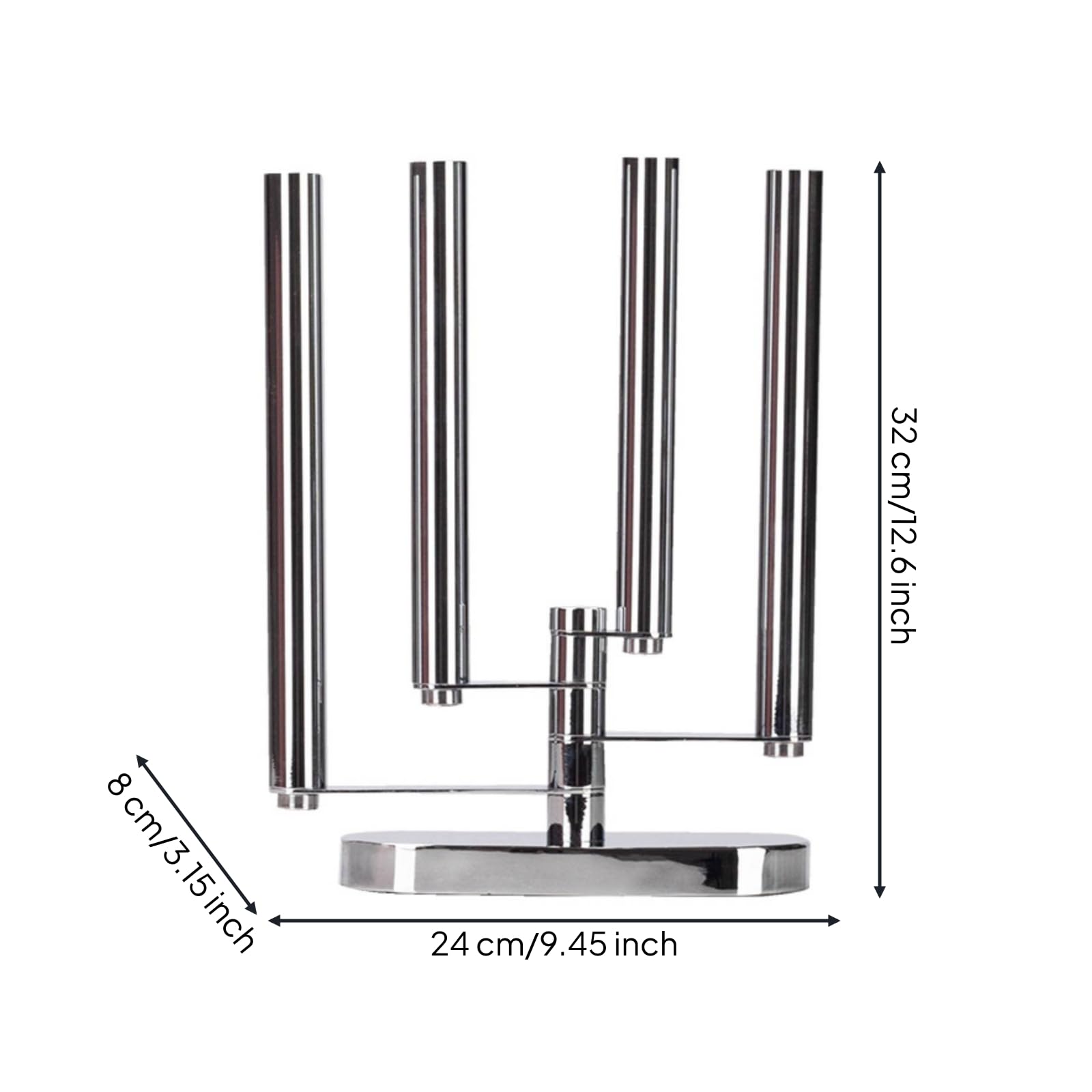 Portacandele a 4 Rami Lucido Candelabro da Tavolo Compatto Candelabro Moderno in Metallo per Ingresso, Argento