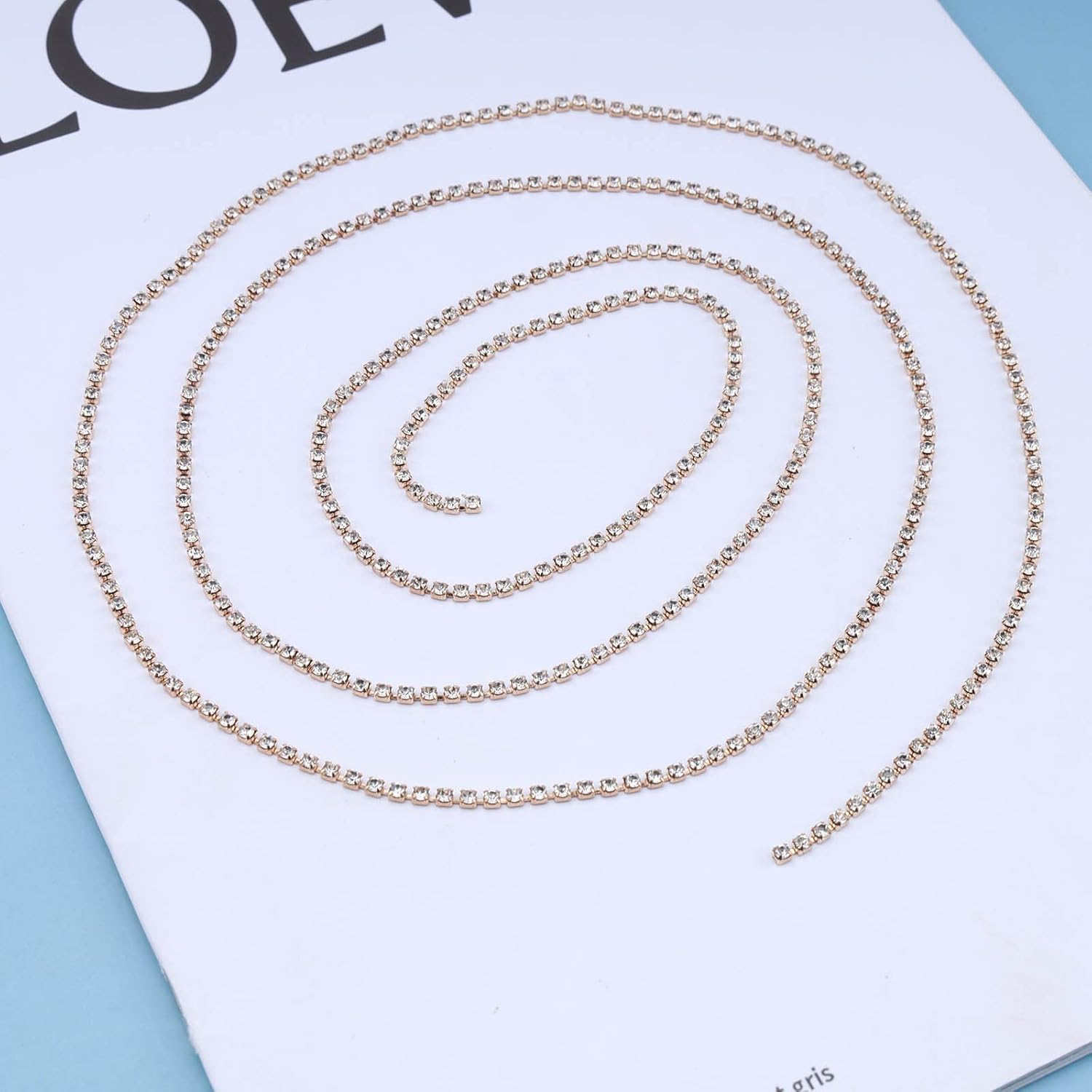 YienDoo Boho Y Necklace Gold CZ Rhinestone Tennis Chain Sparkly Lariat Crystal Necklace Long Tie Up Choker Necklace Bling Prom Necklace Jewelry Gift for Women - Image 4