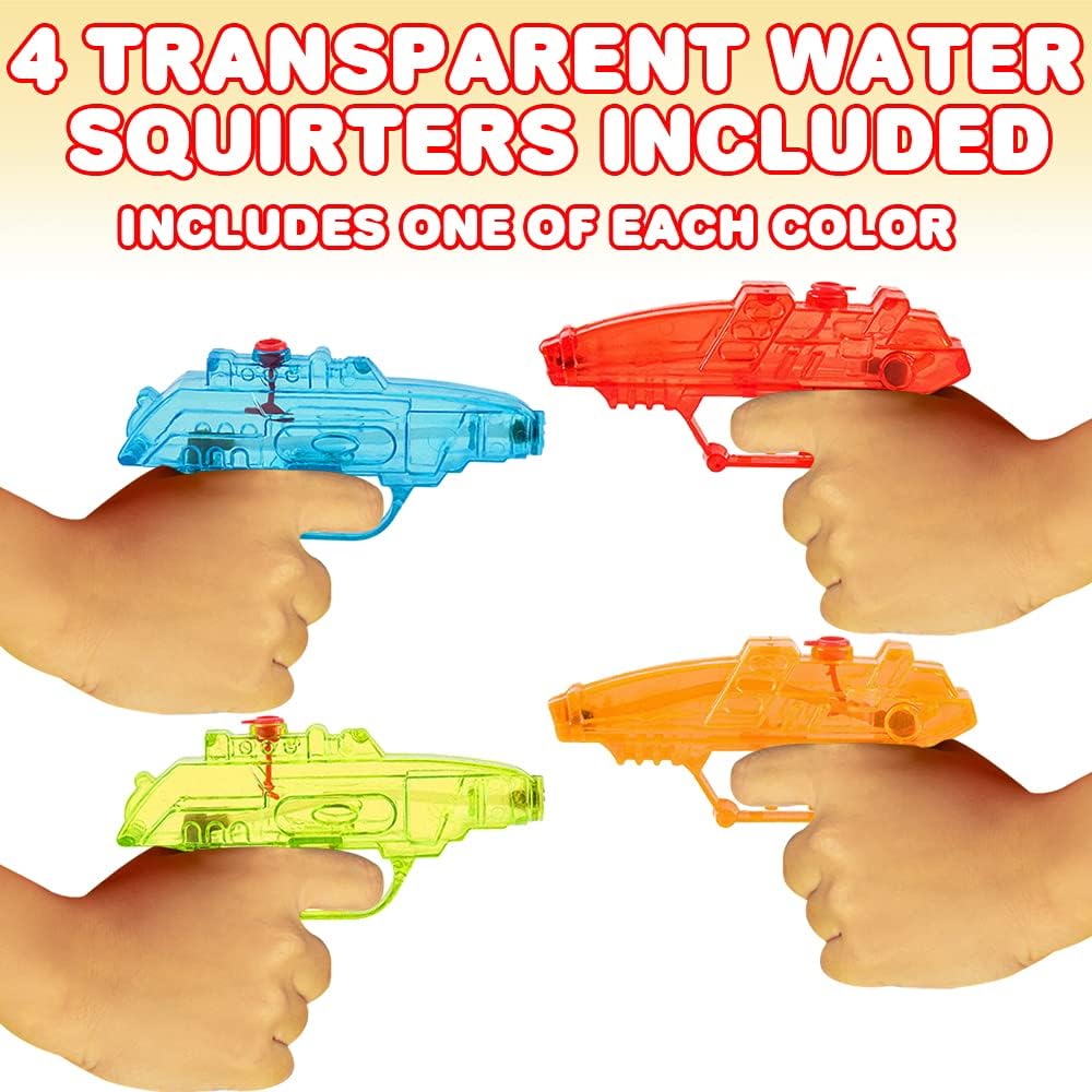 ArtCreativity Transparent Water Squirters for Kids, Set of 4, 5 Inch Blaster Toys for Swimming Pool, Beach, and Outdoor Summer Fun, Cool Birthday Party Favors for Boys and Girls : Toys & Games