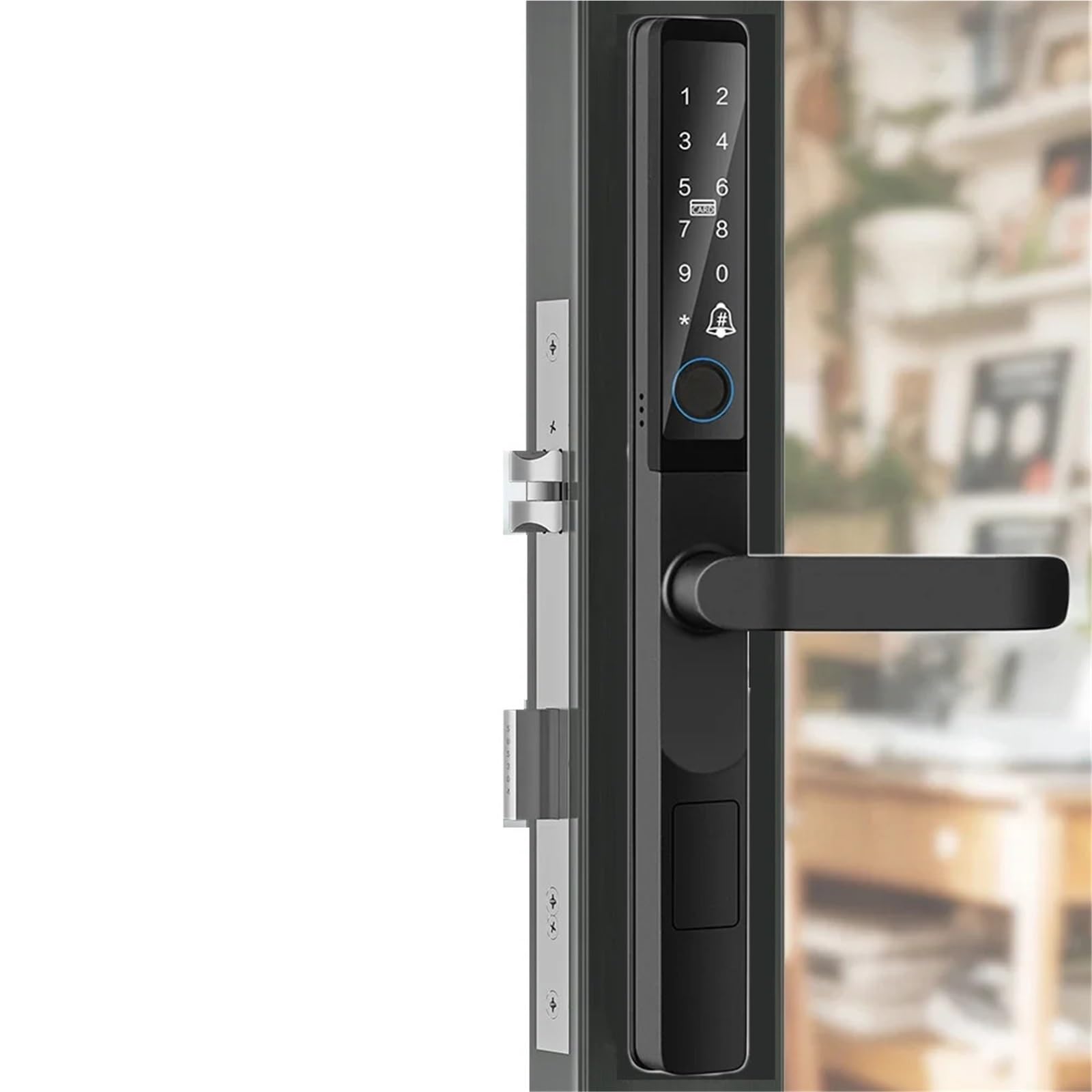 Serrure connectée, Poignée de serrure porte intelligente, étanche IP65, Ultra-mince, biométrique, à empreintes digitales, télécommande avec application gratuite(3085)