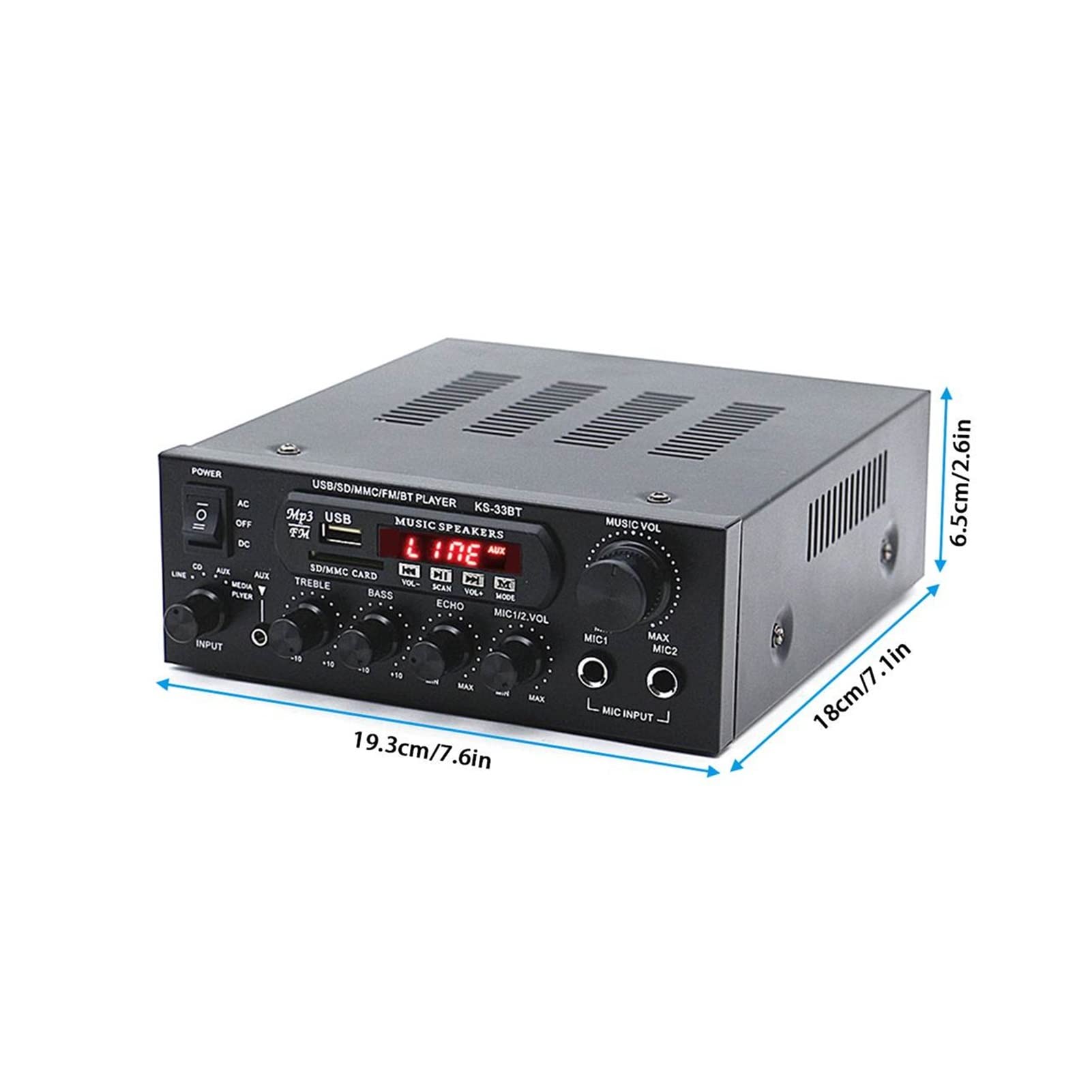 Bluetooth Amplificador estéreo HIFI Audio digital Home Karaoke Power Amplificador AUTOM AUTO AMPLIFICADOR HIFI USB Procesador de audio