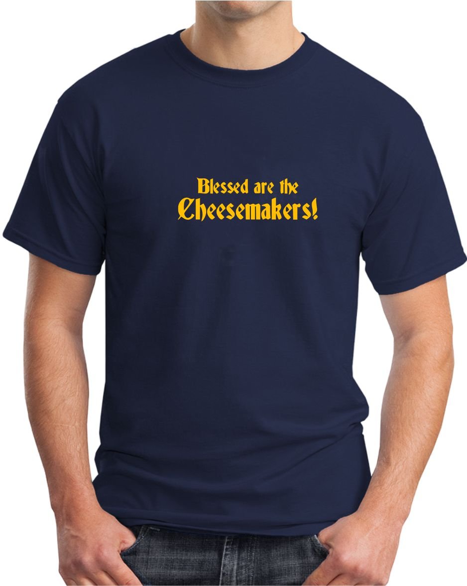 Rhino and Mugsy Blessed are The Cheesemakers - Mens T Shirt from (Navy Blue, Large)