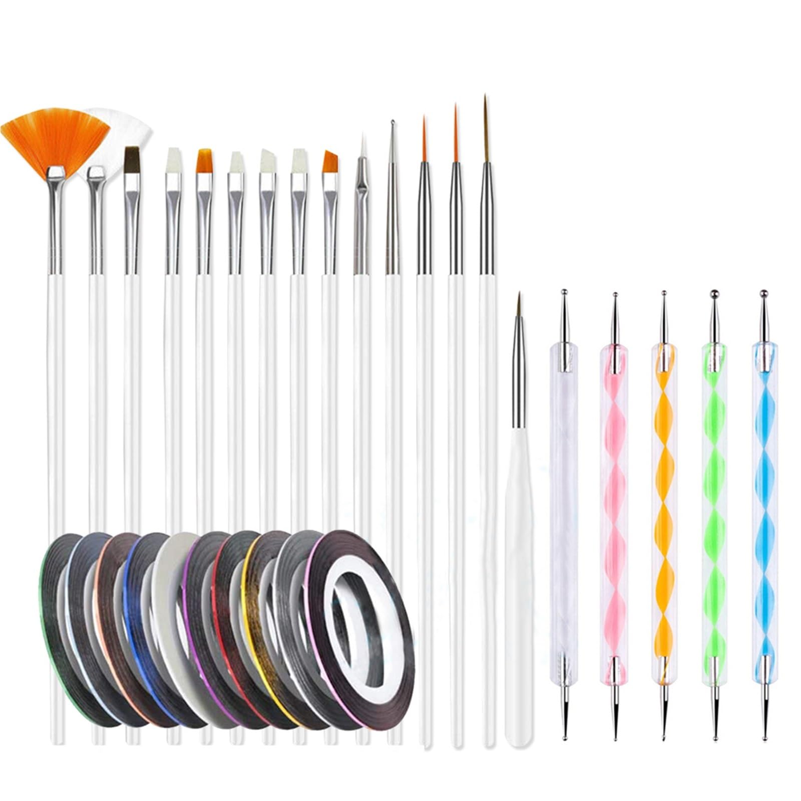Nagel Pinsel 30-teiliges Gel-Nagelkunst-Pinselset for Punktieren, Malen, Zeichnen und Polieren