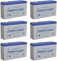 Vista 1 de Power Sonic PS-6100 6V 12AH F1 Batería Recargable - Paquete de 6