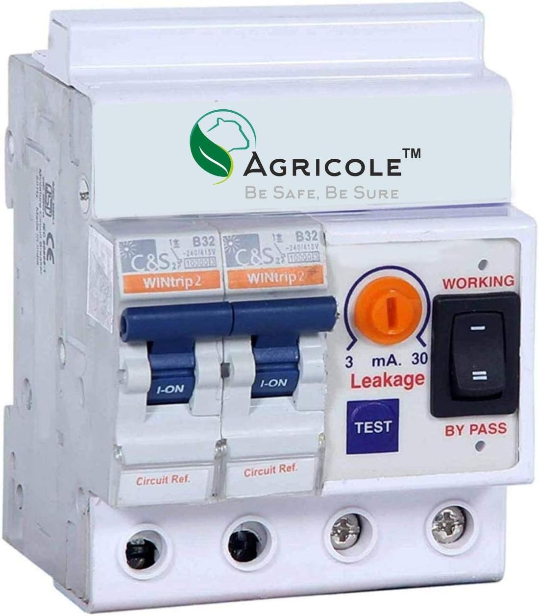 Single Phase 2 Pole ELCB, RCCB, ISI Marked 32A MCB with High Voltage, Overload Protection, Current 3 to 30 Ma (Shock Guard)