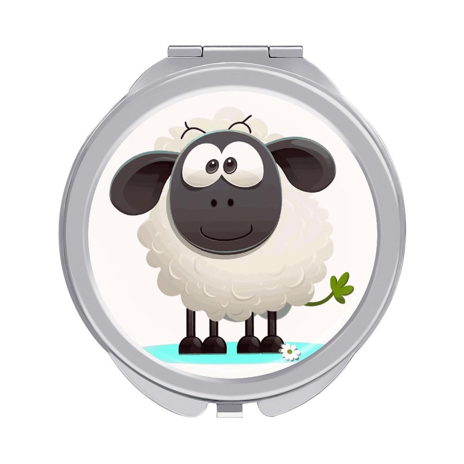 FekiLoot Sheep Travel Makeup Mirror 2 X /1 X Magnifying Slim Pocket Mirrors Compact for Purse Travel Makeup Mirrors for Pocket, Handbag, Purse Women Gift