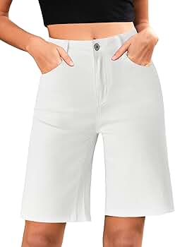 LookbookStore Women's White Denim Bermuda Shorts Size 4-6