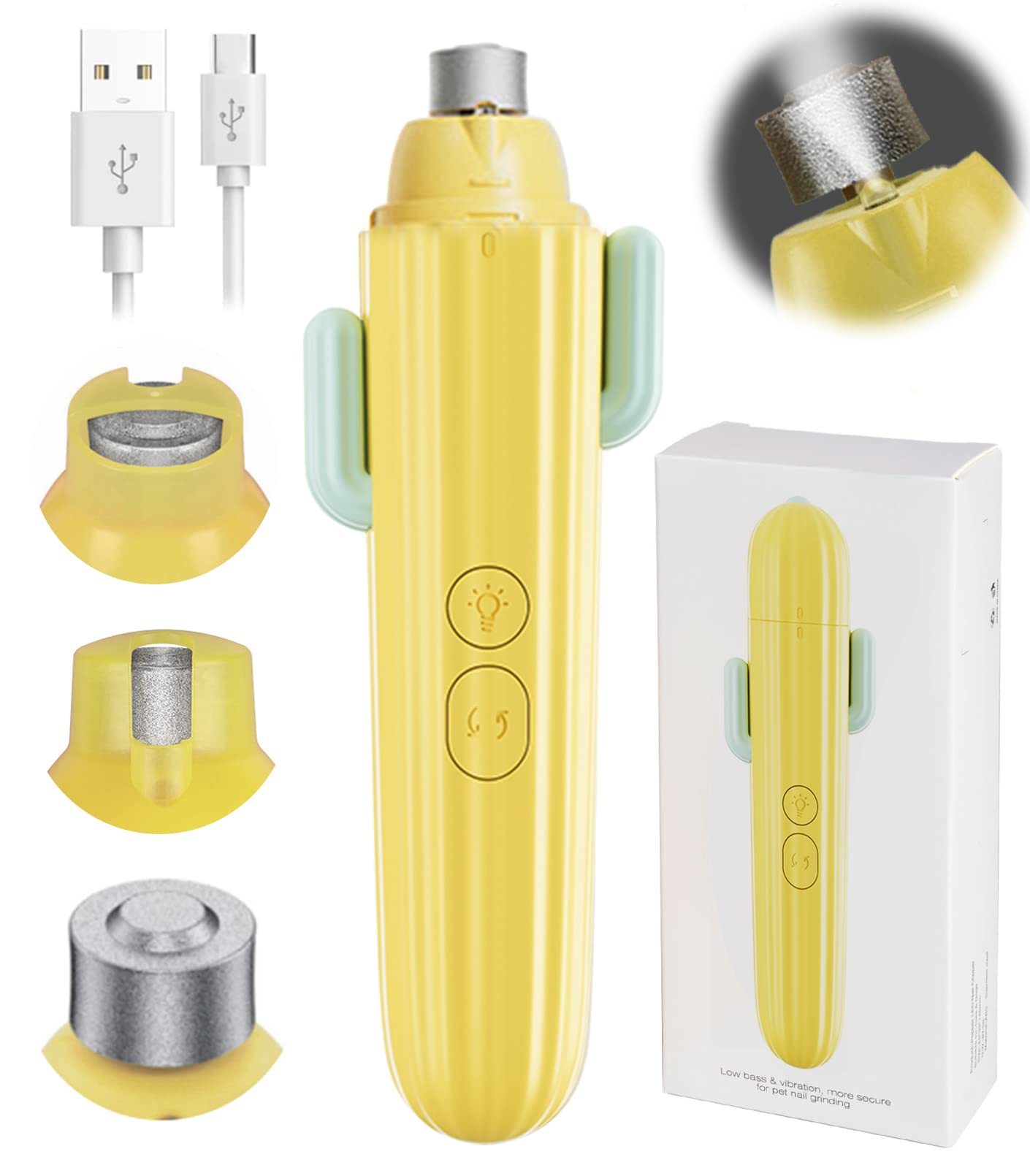 Rntfunre Dog Nail Grinder with LED Light - New Version 2-Speed Powerful Electric Pet Nail Trimmer Professional