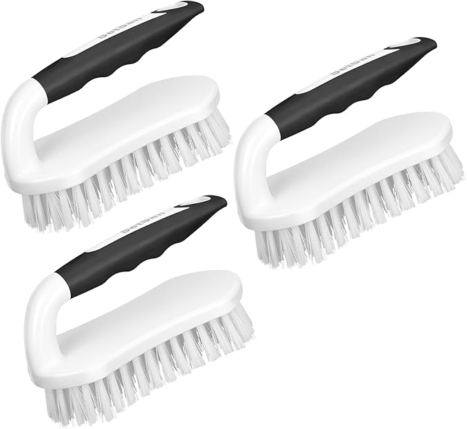 SetSail Scrub Brush, Heavy-Duty Scrub Brushes for Cleaning with Stiff Bristles Cleaning Brush for Shower, Bathroom, Carpet, Kitchen and Bathtub Scrubber - 2 Pack Black