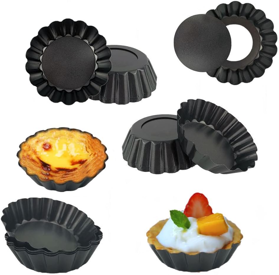 24Packs Egg Tart Molds Mini Tart Pans 3 Inch with Removable