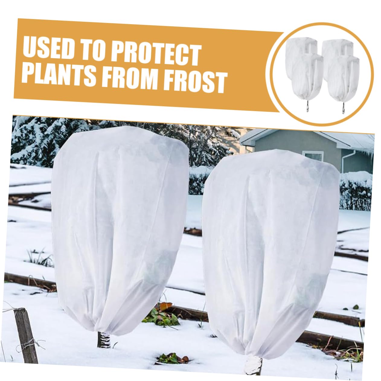 Happyyami Protezione Piante Invernali 4 Pezzi Copertura Antigelo per Alberi da Frutto e Cespugli Non Tessuto Bianco Resistente a Neve e Temporali
