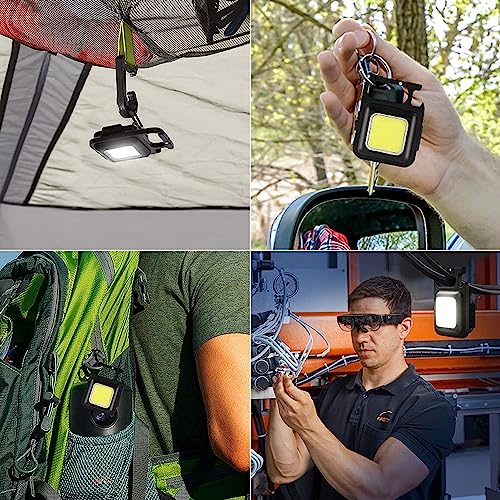 Image of K D Pack of 02 Keychain COB LED Flashlight Rechargeable | 800 Lumens Mini Torch with Magnet, Bottle Opener & 3 Lighting Modes | Portable Emergency Light with Type-C Charging