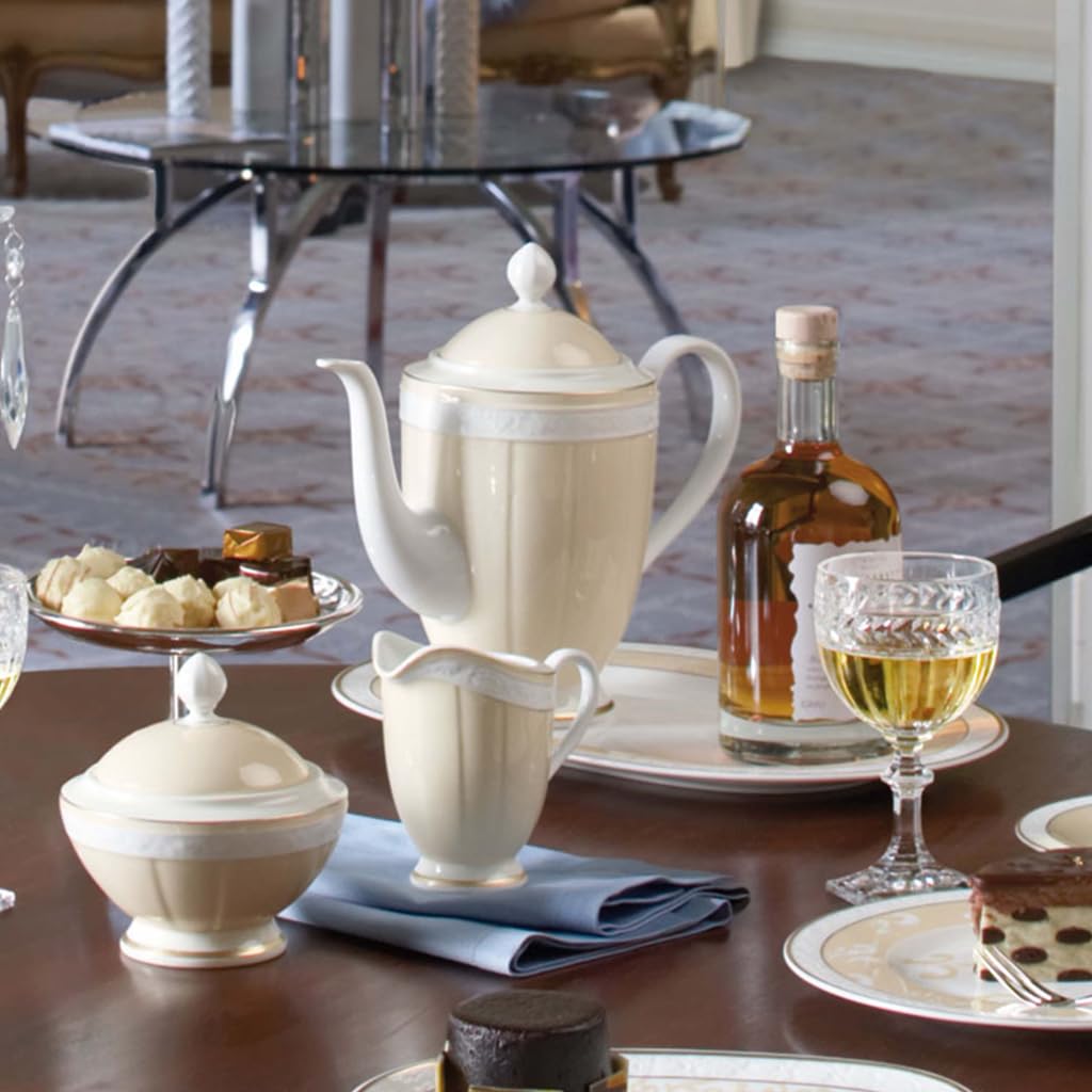 Villeroy & Boch 10-4390-0070 Ivoire Kaffeekanne 6 Personen 1.35 L, Porzellan, Gold/Weiß/Beige, 44.5 x 33.2 x 4 cm, 1 Einheiten