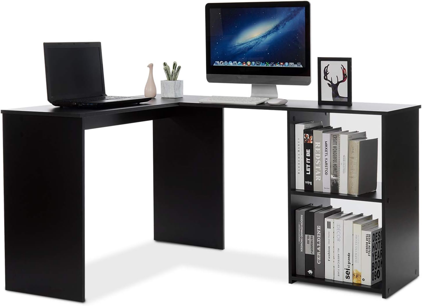 Meerveil L Shaped Desk, Corner Desk Computer Workstation for Gaming