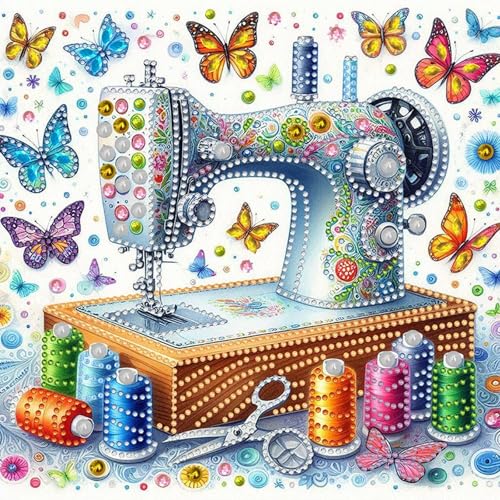Sulunmo 5D DIY Partial Special Shaped Drill Sewing Machine Kit30x30cm
