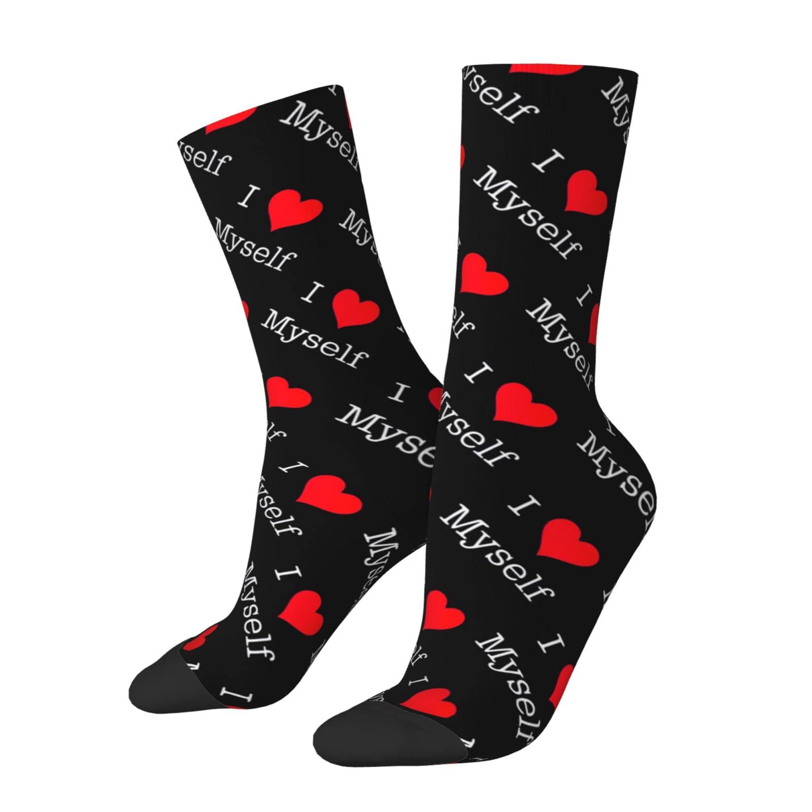 Lawenp I Love Myself Socks, Funny Novelty Crew Socks Gift for Men Women Teen