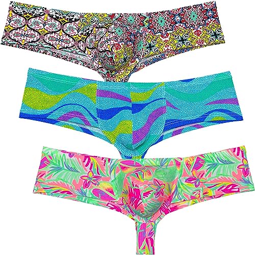 OROCOJUCO Pack of Men Cheeky Briefs Printed Body Boxer Thong Brazilian Bikini Mini Shorts Underwear Skimpy Boxers Trunks