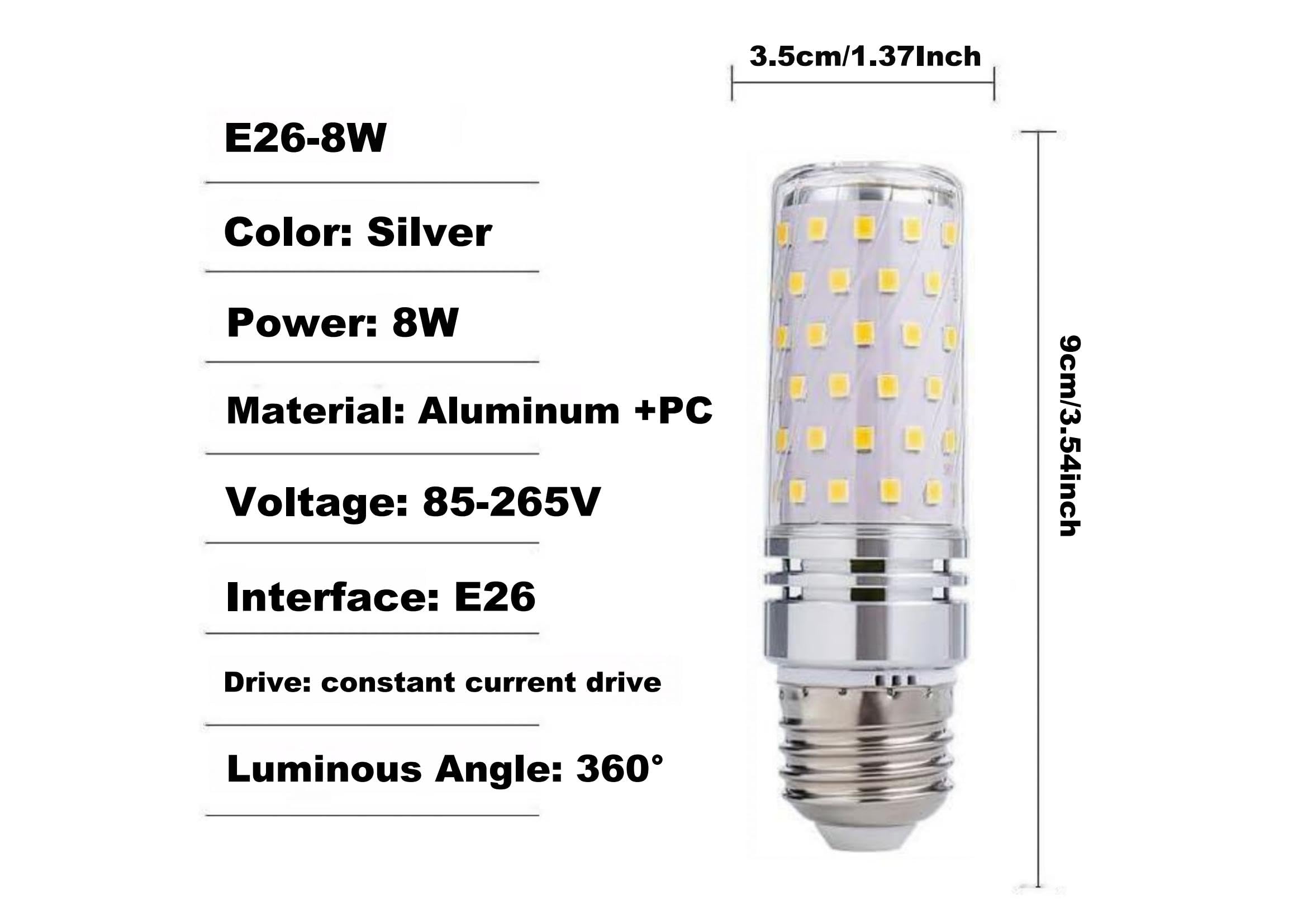 Bombilla LED de maíz (120 W, equivalente a 1200 lm, 1200 lúmenes, casquillo E26, luz diurna 6500 K, no regulable, lote de 4