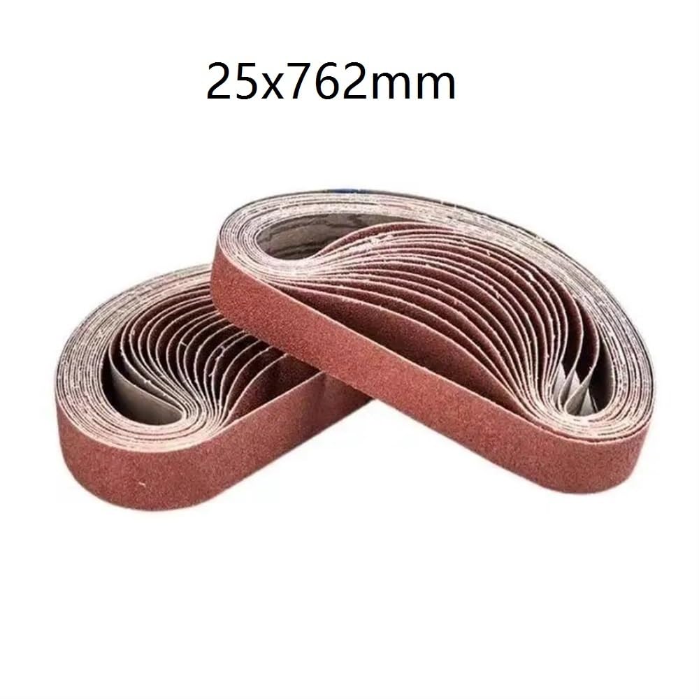 Szlifierka taśmowa, 10 szt. 25 x 762 mm, Puszka do szlifowania na sucho, mokro, taśma P80/600/1000, z tlenku glinu o wielu gradacjach mieszana(60 240 320 600 1000)