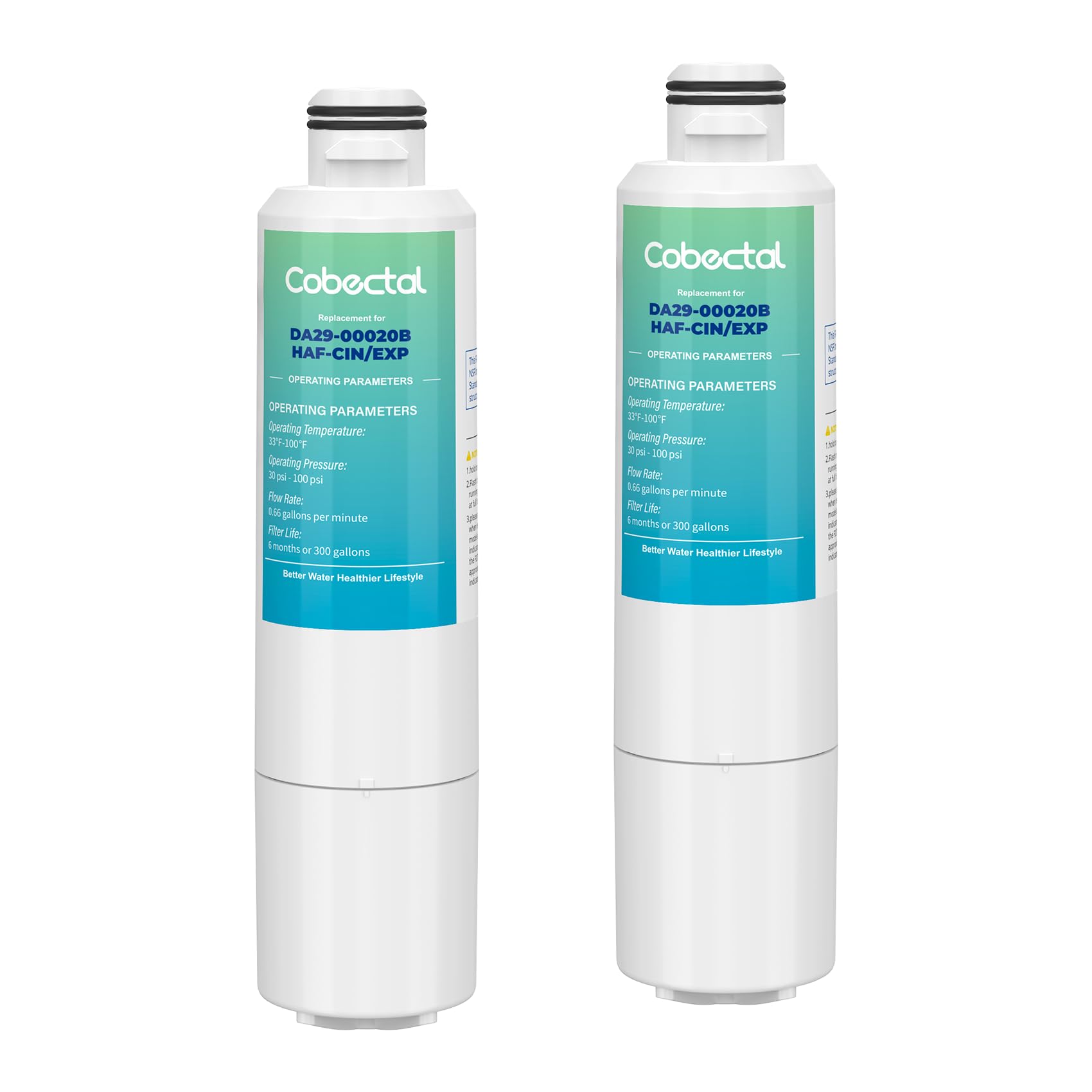 Cobectal DA29-00020B Water Filter Compatible with samsung HAF-CIN/EXP, DA29-00020A/B, DA29-00020B-1,46-9101,RF263BEAESR, RF28HMEDBSR Water Filter, 2