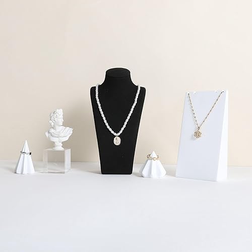 Miniatura 9 de GemeShou Soporte de almacenamiento de collar negro para vender, organizador de soporte de collar de terciopelo, soportes de exhibición de busto de