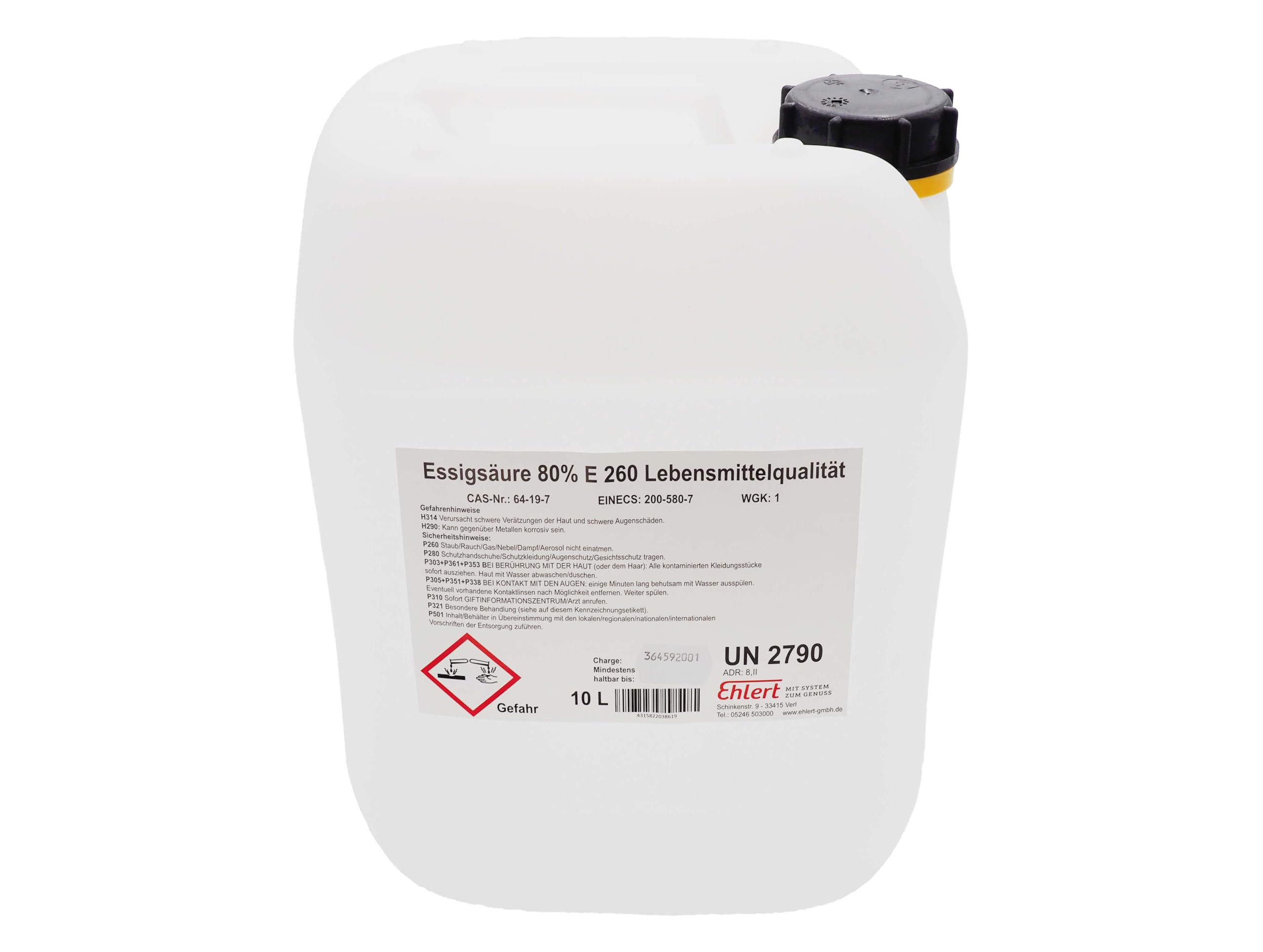 10 Liter Essig-Essenz 80%, hell