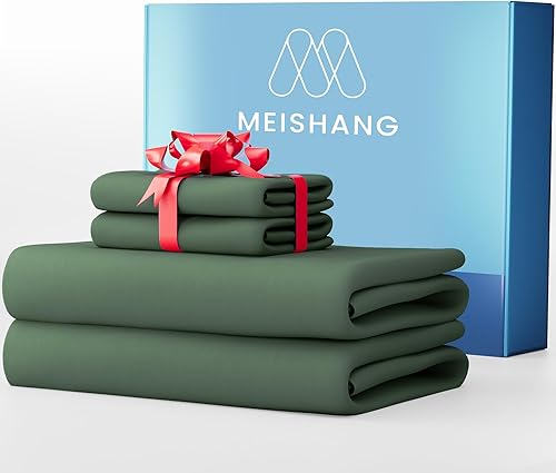 MEISHANG Sábanas de algodón de 1000 hilos, tamaño Queen, 100% algodón egipcio, tejido satinado, satén ultrasuave y transpirable, bolsillos profundos