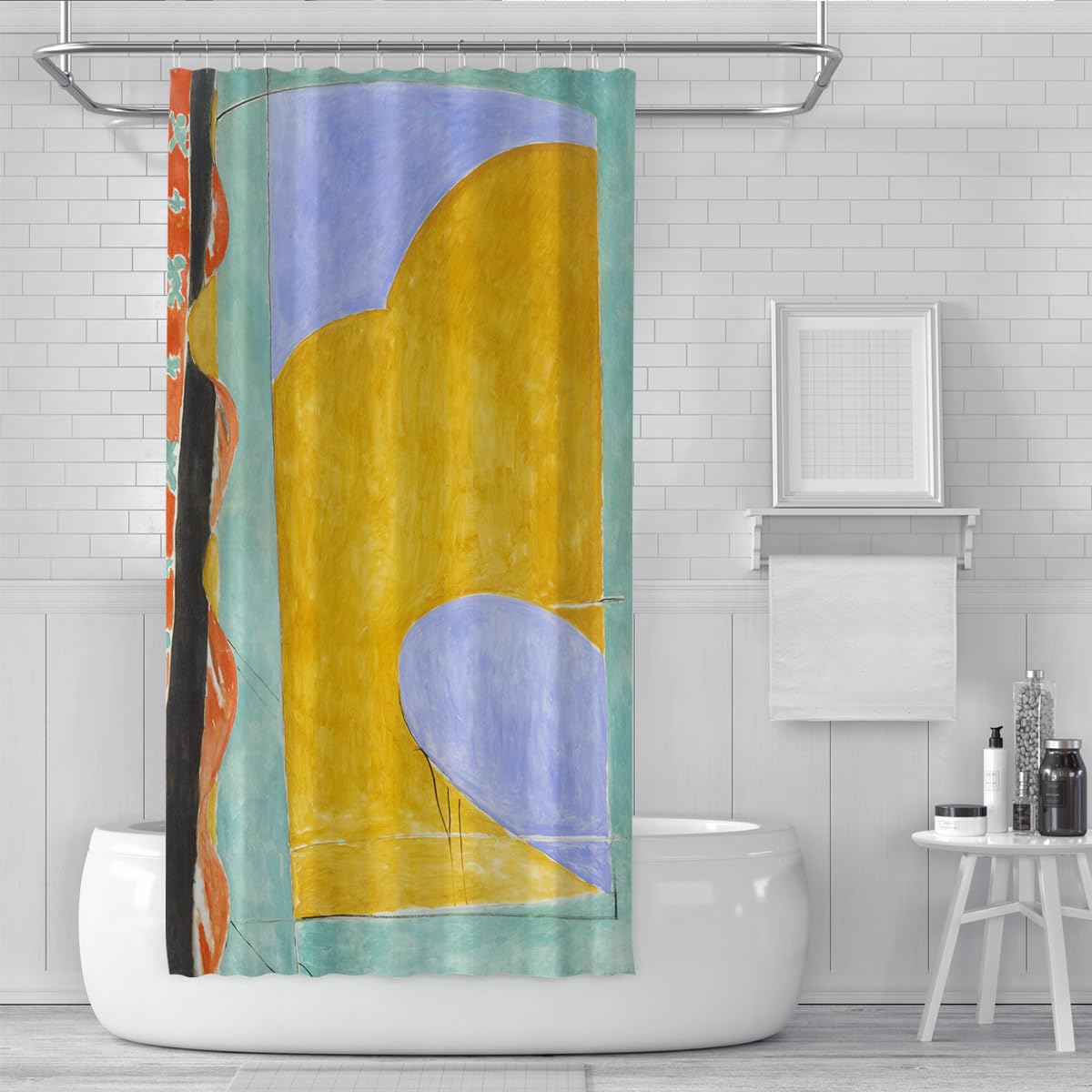 Abstrakte Kunst Der gelbe Vorhang Polyester-Stoff-Duschvorhang 180x220cm