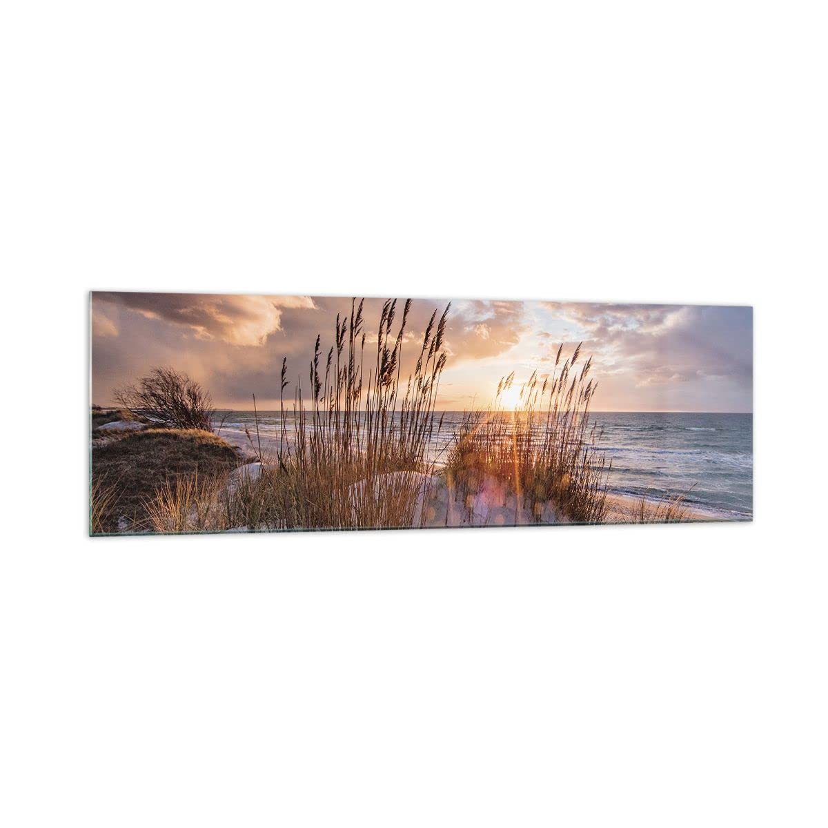 Panorama Bilder auf Glas 160x50cm Glasbild Westen auf der Strand Groß XXL Wanddeko Bild im Glas Schlafzimmer Küche Wandbilder Dekoration Wohnzimmer Modern Wall Decor Wand Kunstdruck Art GAB160x50-4710