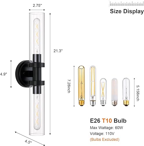 Miniatura 10 de Lámpara de tocador de baño de oro cepillado, lámpara de pared moderna de 2 luces con vidrio transparente, lámpara de montaje en pared de latón para